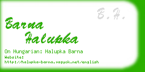 barna halupka business card